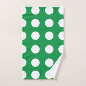 Green White Polka Dot Girly Chic Badhandtuch Set (Handtuch)