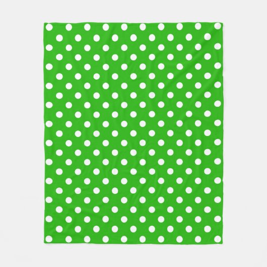 Green White Polka Dots Design Fleecedecke (Vorderseite)