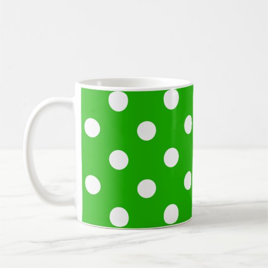Green White Polka Dots Design Kaffeetasse (Links)