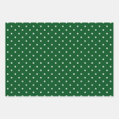 Green White Polka Dots Stars Karierter Urlaub Geschenkpapier Set (Vorderseite)