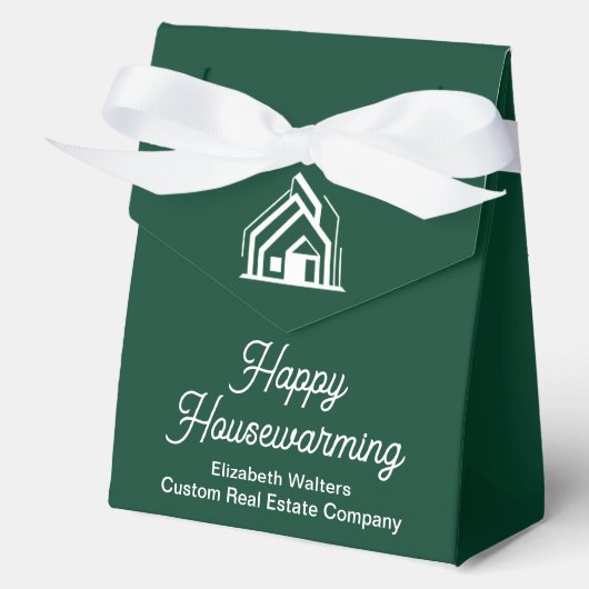 Green White Real Estate Happy Housewarming Custom Geschenkschachtel (Vorderseite)