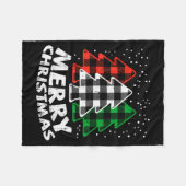 Green White Red Buffalo Plaid Merry Christmas Tree Fleecedecke (Vorderseite (Horizontal))