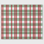 Green White Red Kariert Gingham Checked Christmas Geschenkpapier (Flach)