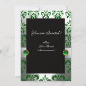 GREEN WHITE RIBBON & BLACK DAMASK MONOGRAMM Orange Einladung (Rückseite)