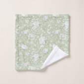 Green White Romantic Floral   Badhandtuch Set (Waschlappen)