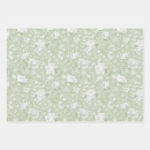 Green White Romantic Floral Bridal Shower Geschenkpapier Set (Vorderseite)