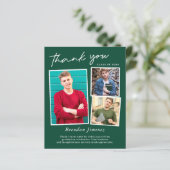 Green White Script 3 Foto Abschluss Vielen Dank (Stehend Vorderseite)