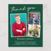 Green White Script 3 Foto Abschluss Vielen Dank (Vorderseite)