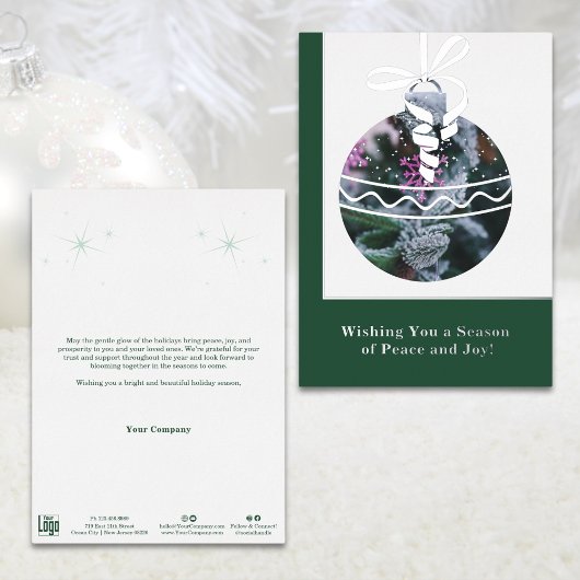 Green & White Silver Foil Business-Urlaubskarte Folieneinladung