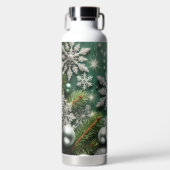 GREEN WHITE SILVER HOLIDAY CHRISTMAS ORNAMENTS TRINKFLASCHE (Vorderseite)