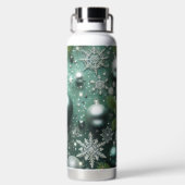 GREEN WHITE SILVER HOLIDAY CHRISTMAS ORNAMENTS TRINKFLASCHE (Rückseite)