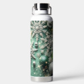 GREEN WHITE SILVER HOLIDAY CHRISTMAS ORNAMENTS TRINKFLASCHE (Rückseite)