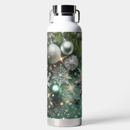 GREEN WHITE SILVER HOLIDAY CHRISTMAS ORNAMENTS TRINKFLASCHE