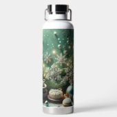 GREEN WHITE SILVER HOLIDAY CHRISTMAS ORNAMENTS TRINKFLASCHE (Rückseite)