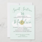 Green White Simple Daisy 16 . Geburtstag Chic Einladung (Vorderseite)