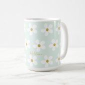 Green White Simple Daisy Gold Personal Kaffeetasse (VorderseiteRechts)