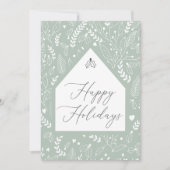 Green White Simple Flora Weihnachtskarte (Vorderseite)