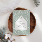 Green White Simple Flora Weihnachtskarte