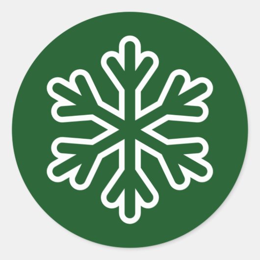 Green & White Snowflake - Circle Sticker (Vorderseite)
