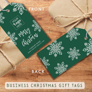 Green White Snowflake Company Logo Frohe Weihnacht Geschenkanhänger