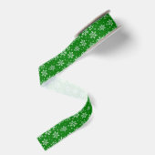 Green White Snowflakes Pattern Ripsband (Rückseite)