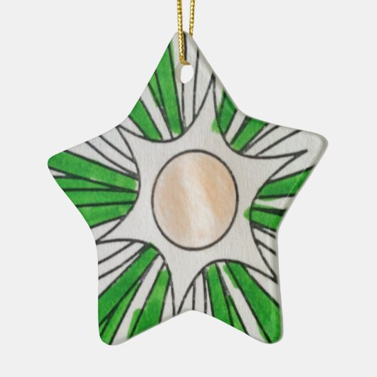 Green White Star Gezeichnet, Kunst von Kindern:) Keramik Ornament (Links)