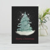 Green White Star Weihnachtsbaum Feiertagskarte (Stehend Vorderseite)