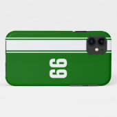 Green & White Stripe Jersey Numbered iPhone Case (Rückseite (Horizontal))