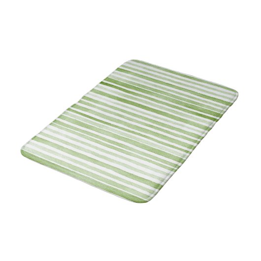 Green White Stripes Badematte (Schrägansicht)