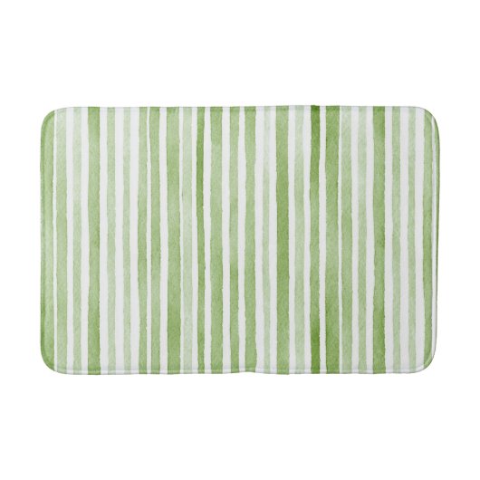 Green White Stripes Badematte (Vorderseite)
