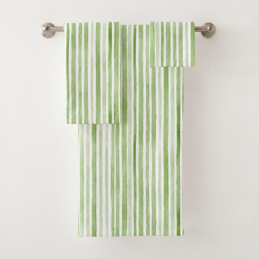 Green White Stripes Badhandtuch Set (Insitu)