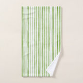 Green White Stripes Badhandtuch Set (Handtuch)