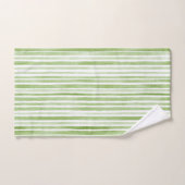 Green White Stripes Badhandtuch Set (Handtuch)