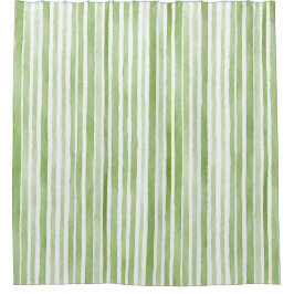 Green White Stripes Duschvorhang