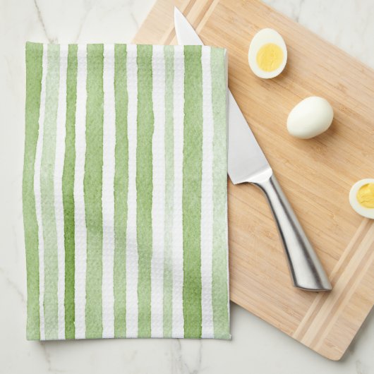 Green White Stripes Geschirrtuch (Viertel Falte)