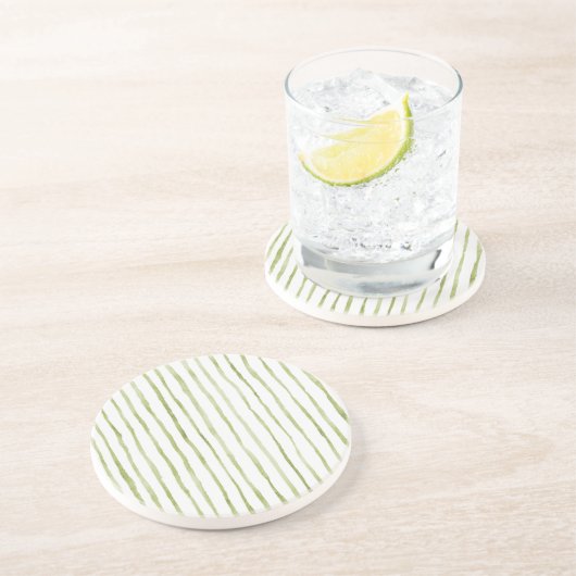 Green White Stripes Getränkeuntersetzer (Seite)