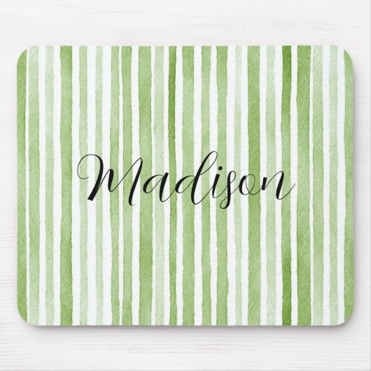 Green White Stripes Mousepad (Vorne)