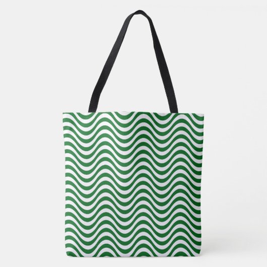 Green & White Stripes Psychedelic Hypnotic Tasche (Vorderseite)