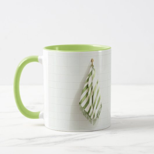 Green White Stripes Towels Beach Tasse (Links)