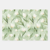 Green White Tulip Flowers Bridal Shower Geschenkpapier Set (Vorderseite 2)