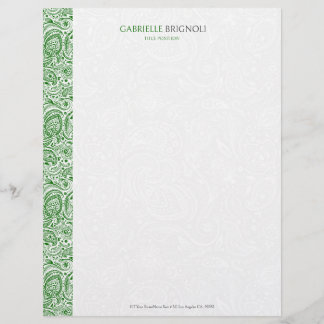 Green & White Vintag Paisley Muster Briefbogen