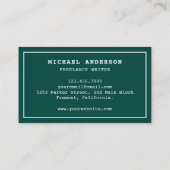 Green White Vintag Schreibwriter Beruflich Writer Visitenkarte (Rückseite)