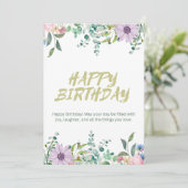 Green & White Wassercolor Happy Birthday Card Einladung (Stehend Vorderseite)
