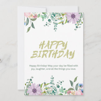 Green & White Wassercolor Happy Birthday Card Einladung