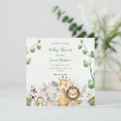Green White Watercolor Babydusche Save the Date (Stehend Vorderseite)