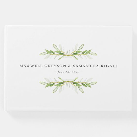 Green & White Wedding Guest Book Gästebuch (Vorderseite)