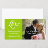 Green White Wedding Vielen Dank Ihr Foto Card Temp Dankeskarte (Vorne/Hinten)