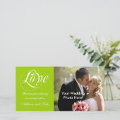 Green White Wedding Vielen Dank Ihr Foto Card Temp Dankeskarte (Stehend Vorderseite)