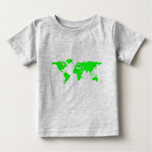 Green White World Map Baby T-shirt
