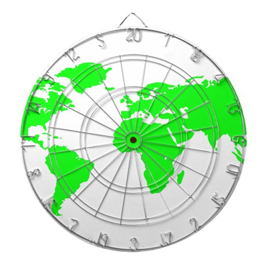 Green White World Map Dartscheibe (vorne)